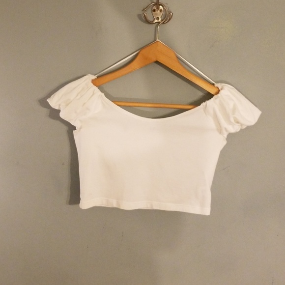 Topshop Tops - Topshop crop top. White puff arms ADORABLE